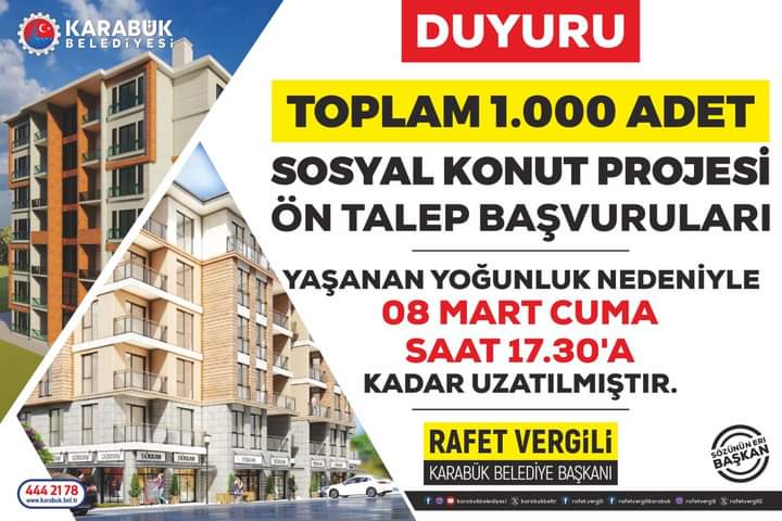 1000 Konut İçin Başvurular Uzatıldı