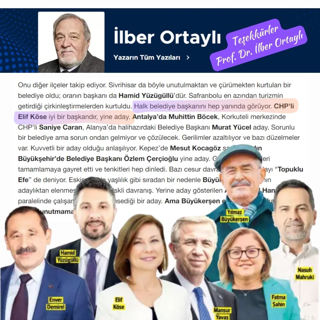 İlber Ortaylı’dan Elif Köse’ye Övgü Dolu Sözler