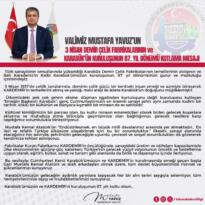 Vali Mustafa Yavuz’un 3 Nisan Mesajı