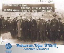 Memleket Partisi Karabük İl Başkanı Muharrem Uğur Ünsal’ın 3 Nisan Mesaji