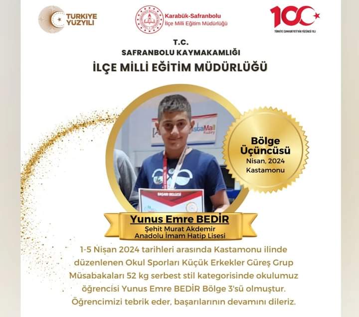 Karabük’lü Yunus Emre Güreş Müsabakalarında Bölge 3.sü Oldu