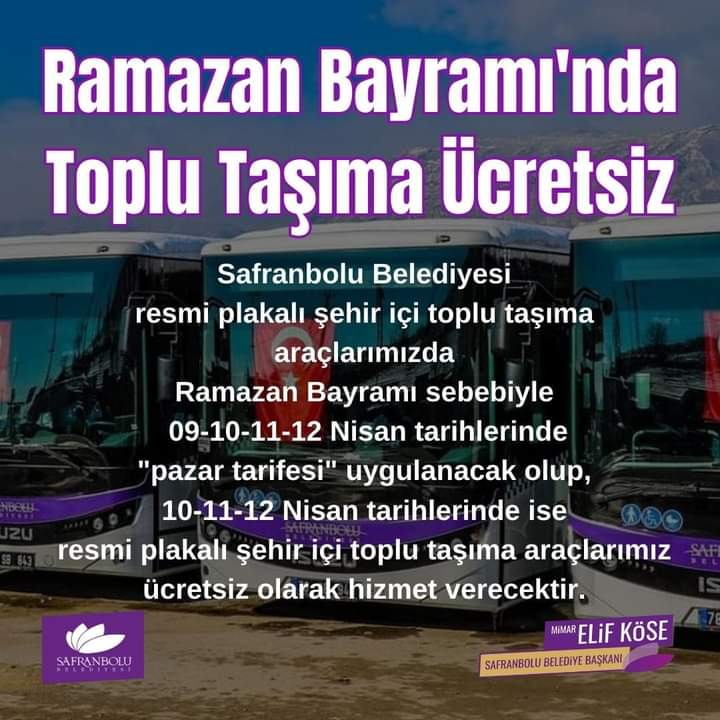 Safranbolu Belediyesi Özel Halk Otobüsleri Bayramda Ücretsiz