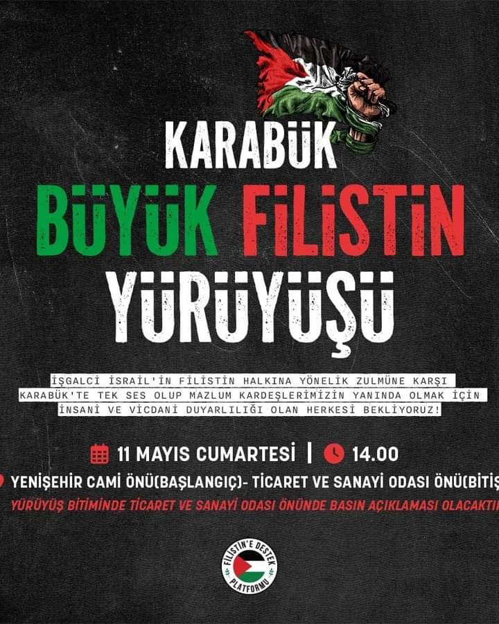 Karabük Büyük Filistin Yürüyüşü Düzenlenecek