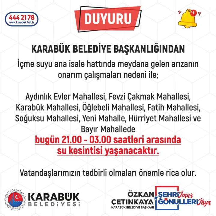 Karabük’te Su Kesintisi