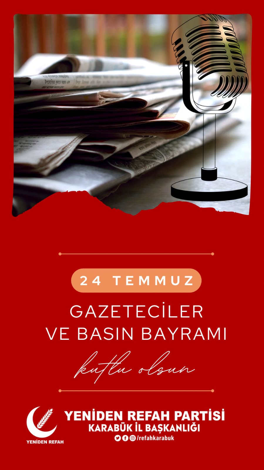 Yeniden Refah Partisi’nin Basın Bayramı Mesajı
