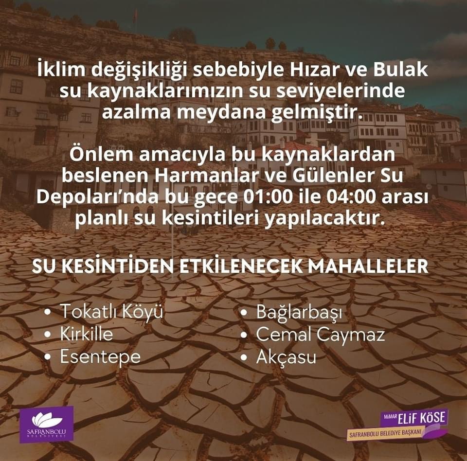 Safranbolu’da Planlı Su Kesintileri Başlıyor