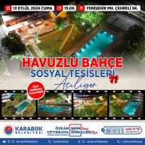 Havuzlu Bahçe Sosyal Tesisleri Açılıyor