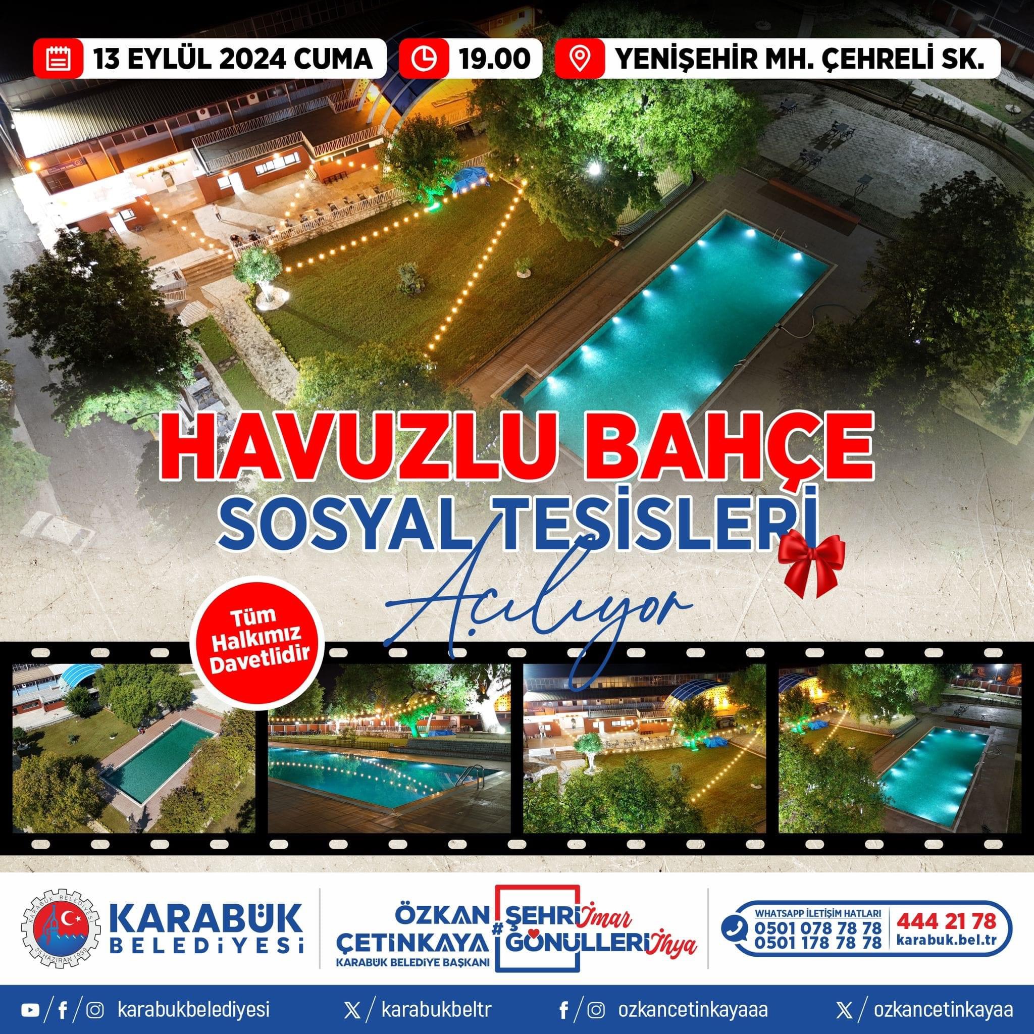 Havuzlu Bahçe Sosyal Tesisleri Açılıyor