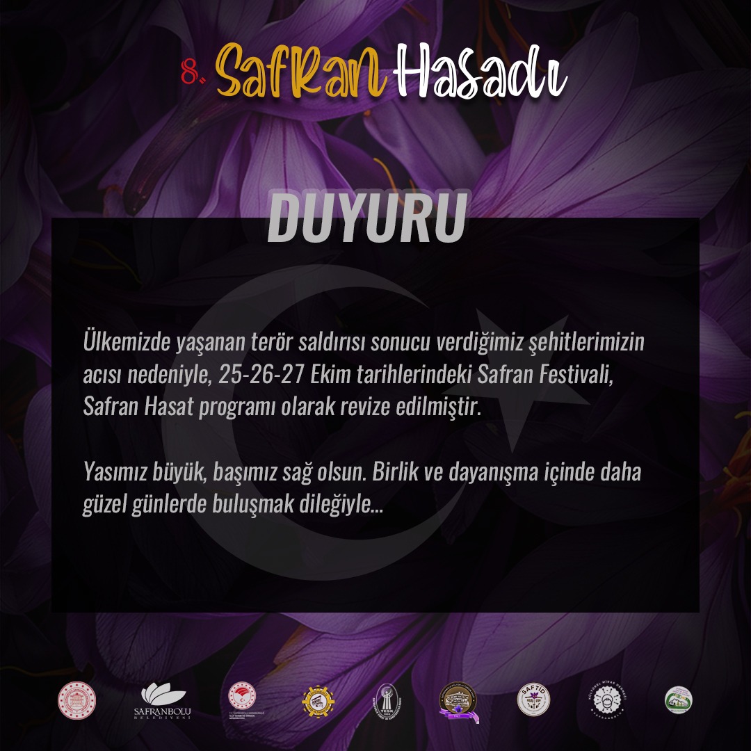 Safran Festivali Etkinlikleri İptal Edildi