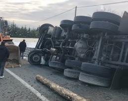 Tomruk Yüklü Kamyon Devrildi 2Ölü
