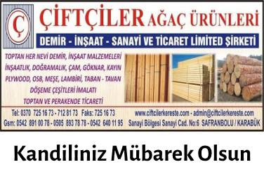 ÇİFTÇİLER AĞAÇ ÜRÜNLERİ MİRAÇ KANDİLİ MESAJI