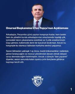 EFLANİ SPOR ONURSAL BAŞKANI İRFAN TOPÇU’NUN AÇIKLAMASI
