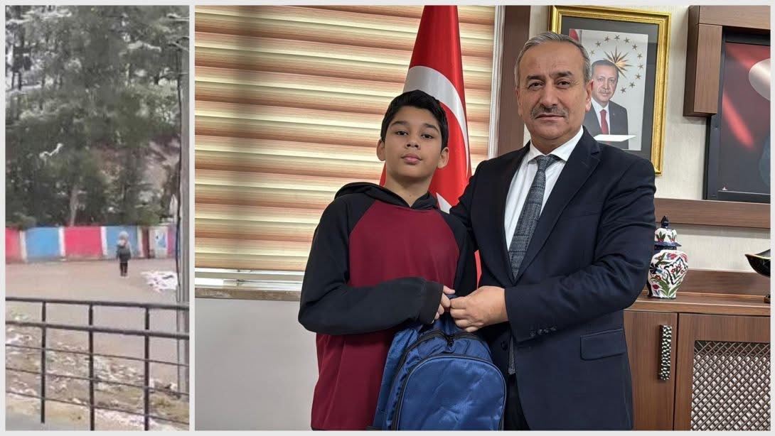 Nevzat Akbaş Kar Altında İstiklal Marşı Okuyan Öğrenciyi Ödüllendirildi