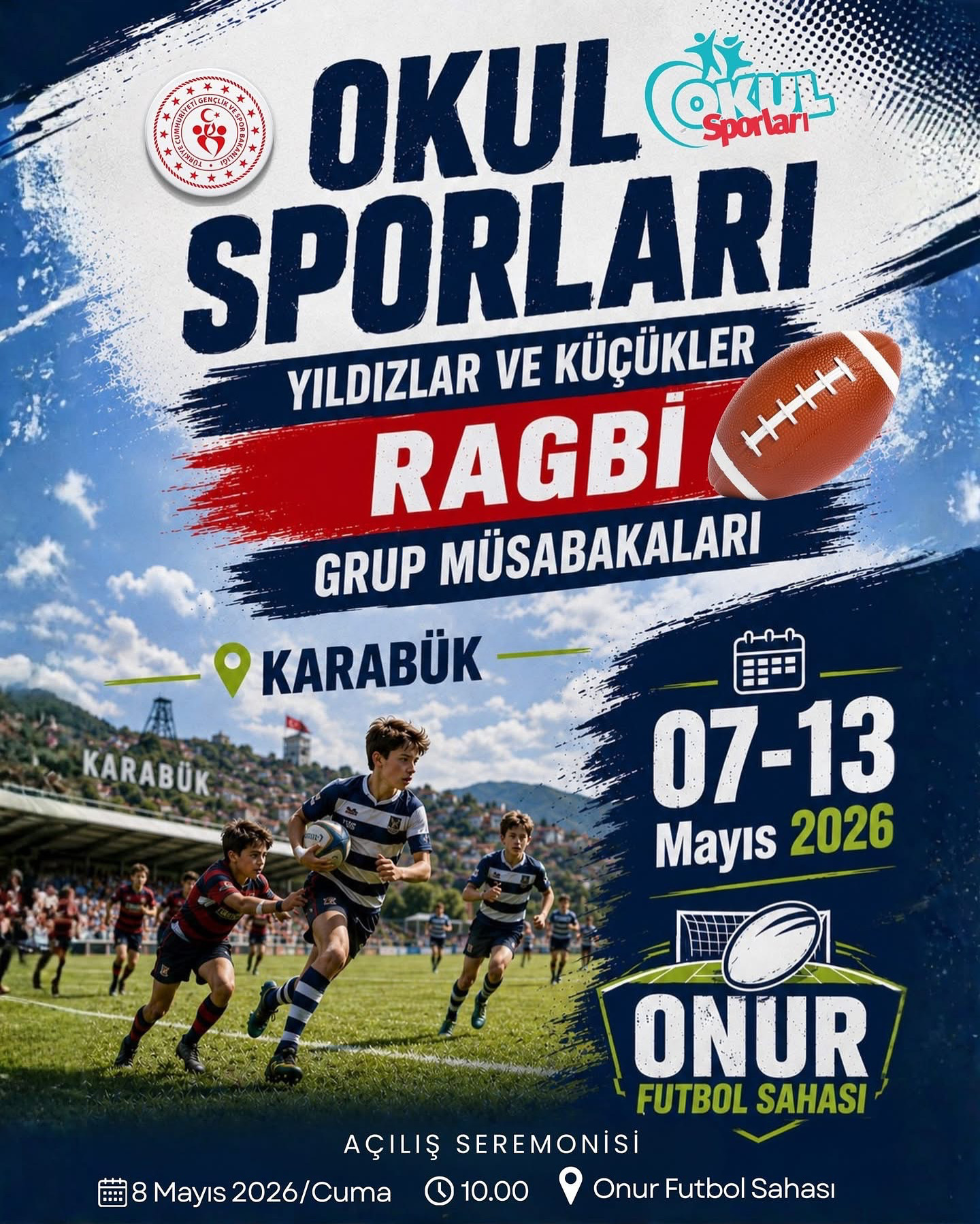 Okul Sporları Yıldızlar ve Küçükler Ragbi Grup Müsabakaları Karabük’te Başlıyor