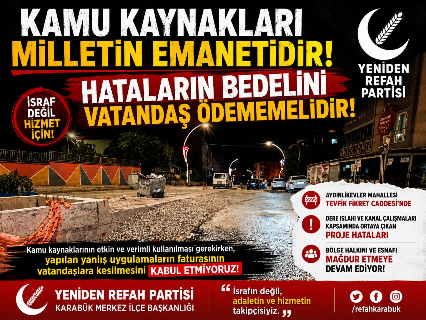 YENİDEN REFAH PARTİSİ KARABÜK MERKEZ İLÇE BAŞKANLIĞI BASIN AÇIKLAMASI