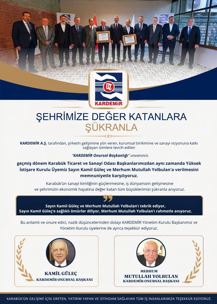 KARDEMİR’den Yolbulan ve Gülen’e Onursal Başkanlık Ünvanı